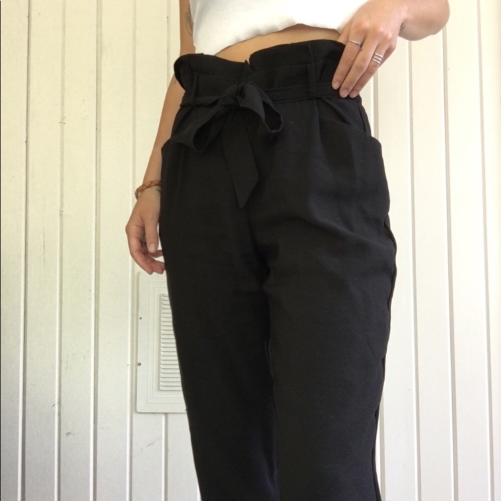 Zara black paper bag trouser